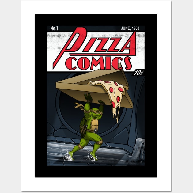 Pizza Comics - Featuring Michelangelo Wall Art by Doomcandy